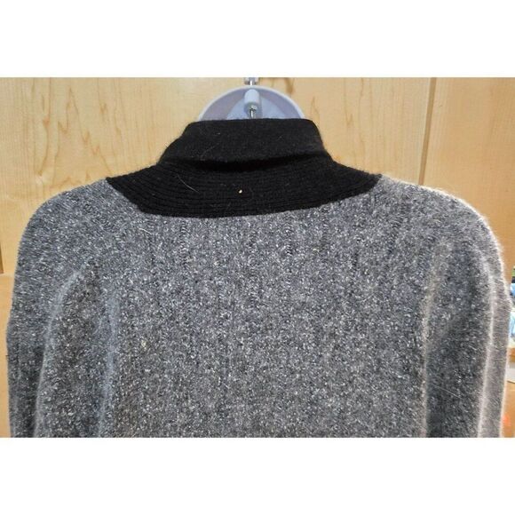 Cozy Oversized Shawl Collar Gray & Black Cardigan Sweater With Pockets For Women - Picture 6 of 8